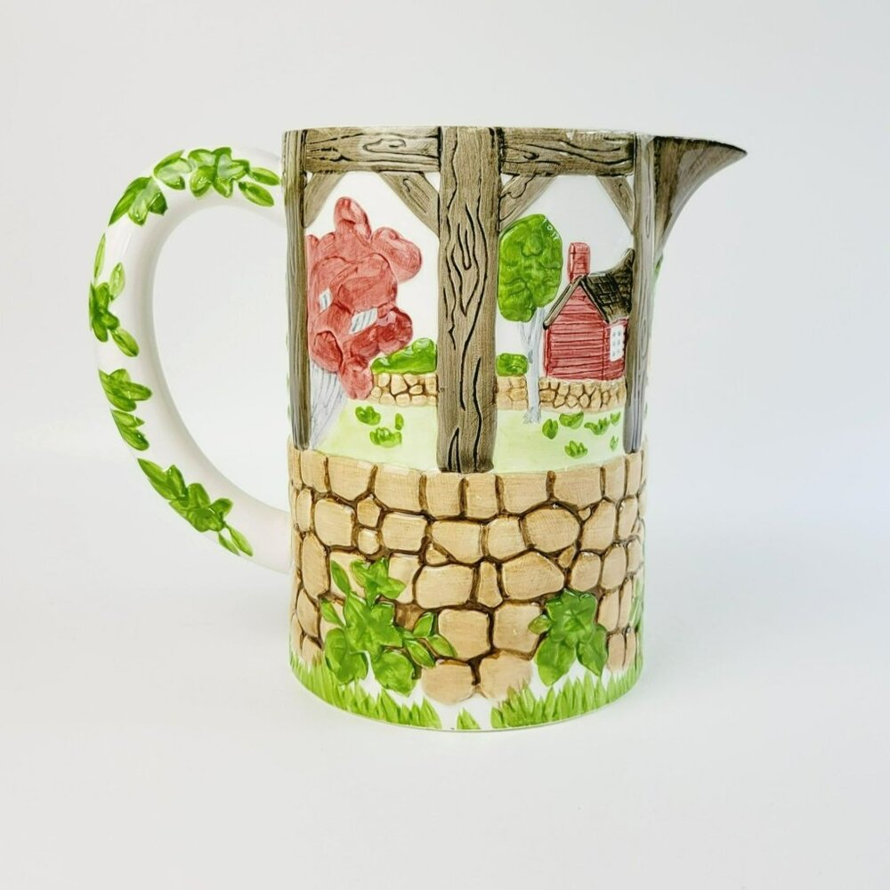 Vintage Johnson Brothers Friendly Village Water Pitcher 8" Farmhouse Textured - Picture 2 of 14